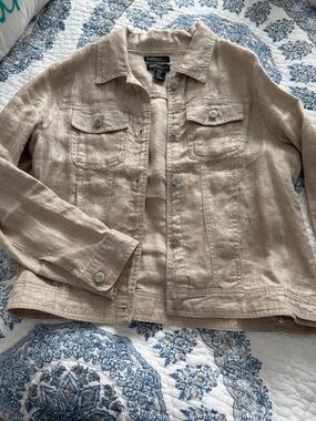 Jones New York Light Beige Linen  Women's Jacket